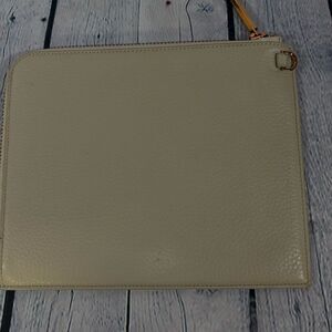 Dagne Dover Minimalist Quiet Luxury Classic Preppy Sand Elle Leather Clutch